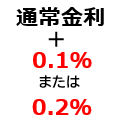 通常金利 + 0.1%または0.2%